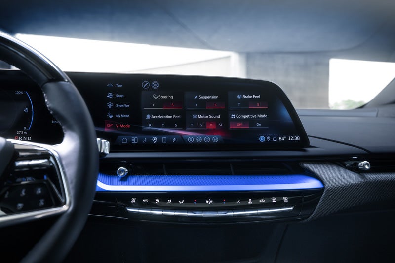 The 2026 OPTIQ-V Display Screen Displaying the V-Mode Settings | Garlyn Shelton Cadillac in Temple TX